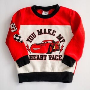 Disney Cars Lightning McQueen Toddler Sweatshirt 18M Red Heart Race NWOT
